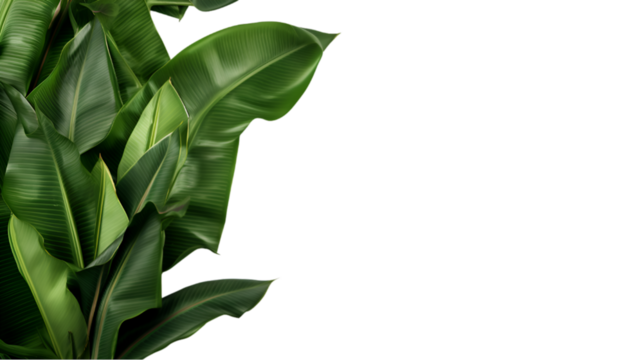 compotition of banana leaves on white background for advertising. - Powered by Adobe