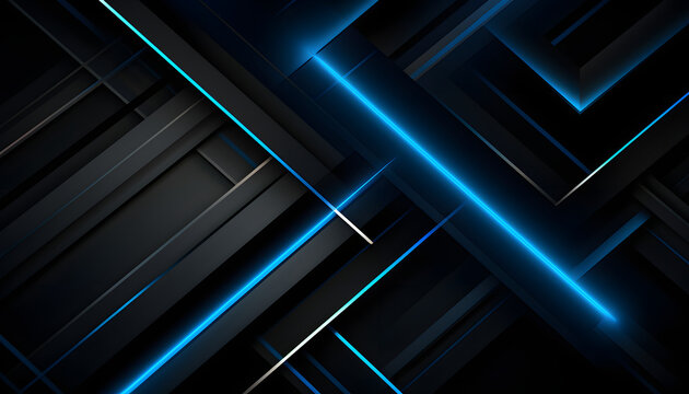 interplay of deep blue light slicing through the darkness, accentuated by sharp angles and a futuristic vibe background