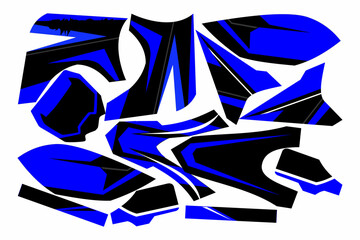 Custom illustrated vehicle stripe decal design kit for sides and top of  motorcycle and more. Sharp pointy geometric wing design. Vector eps graphic design.