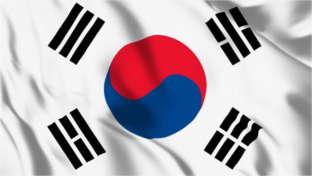 South Korea country flag in wind 
