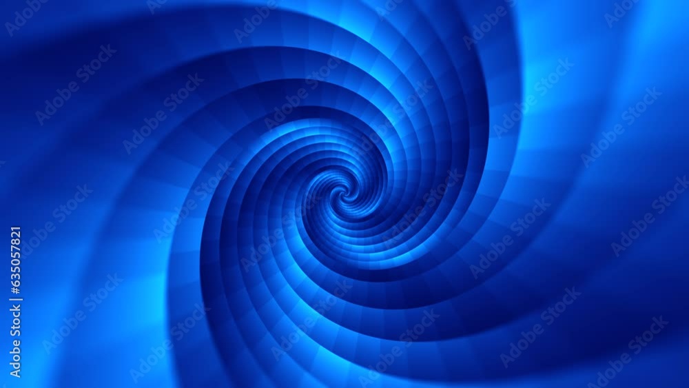 Poster minimal spiral in infinite rotation. abstract background in blue color. dizzy concentric pattern. re