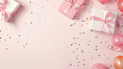 Obraz na płótnie Canvas Birthday background with gift or present box balloon