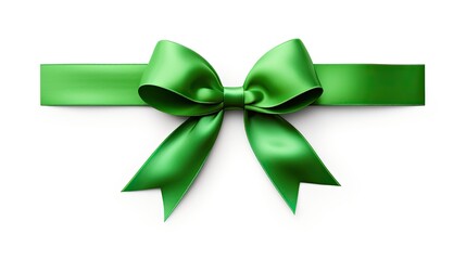 Green Ribbon Border Isolated on White - Closeup of Festive Celebration Decoration Design Element, Perfect for Wrapping Gifts during Christmas Party