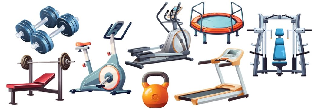 exercise equipment, exercise machine Illustration Collection. generative ai 