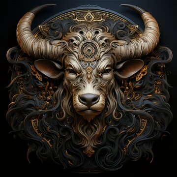 Aries and Taurus Zodiac sign, horoscope symbol. Made in AI