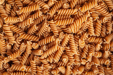 Raw Brown Pasta, Wholegrain Fusilli, Dry Whole Grain Noodle, Raw Spelt Macaroni, Healthy Italy Food