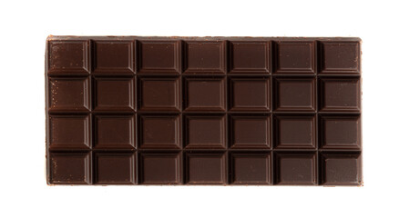 Chocolate Bar Isolated, Whole Chocolate Blok with Square Segments from Foil Packaging