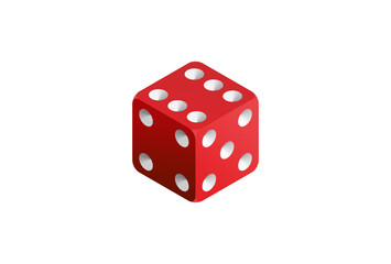 Realistic Red Dice vector icon illustration
