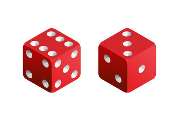 Realistic Red Dices vector icon illustration