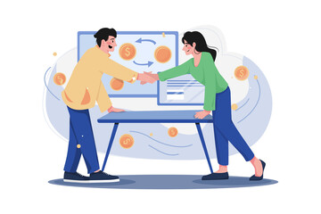 Cryptocurrency Exchange Illustration concept on white background