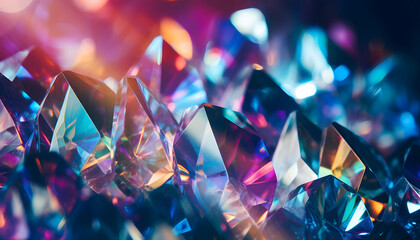 Crystal Kaleidoscope: A Spectrum of Prismatic Radiance, Diamond texture - obrazy, fototapety, plakaty