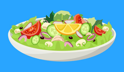 Fresh vegetable salad in a bowl vector design isolated on background