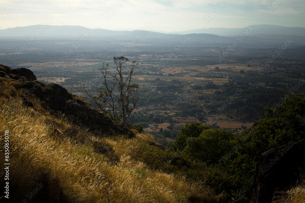 Sticker panorama of the monsanto valley from the top of the medieval castle, castelo branco district of port