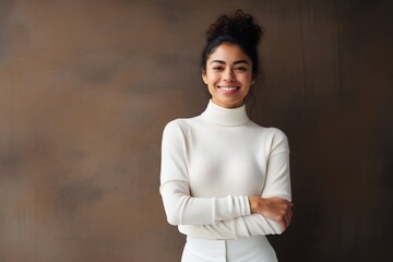 Attractive Woman's Relaxed in White Sweater