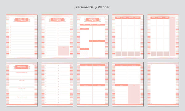 Pastel Colored Lines Personal Daily Planner Template