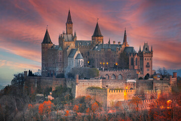 German Castle Hohenzollern over the Clouds