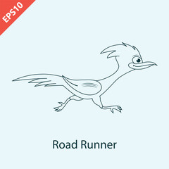 hand drawn road runner logo design vector flat isolated illustration