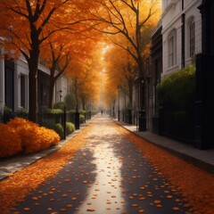 Autumn Tranquility: Tree-Lined Street in Budapest