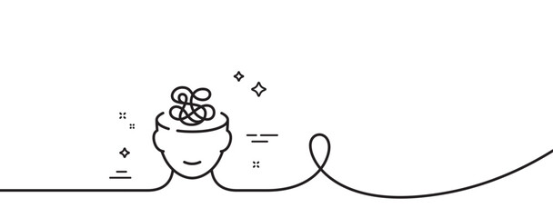 Anxiety line icon. Continuous one line with curl. Stress or Think worry sign. Mental health symbol. Anxiety single outline ribbon. Loop curve pattern. Vector