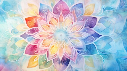 Mandala background watercolour in pastel light colour - obrazy, fototapety, plakaty