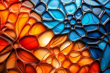 Photo sur Plexiglas Coloré Abstract background of colored glass in orange and blue colors.