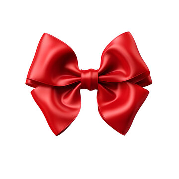 Red bow isolated on transparent or white background, png