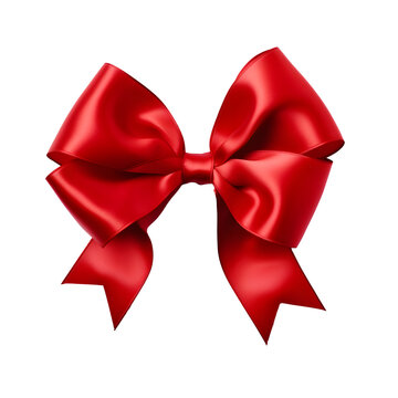 Red bow isolated on transparent or white background, png