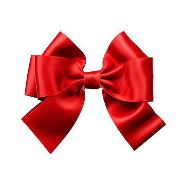 Red bow isolated on transparent or white background, png