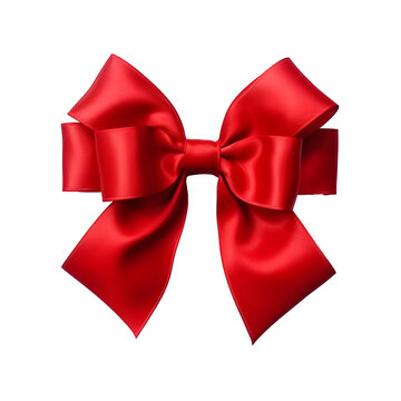 Red bow isolated on transparent or white background, png
