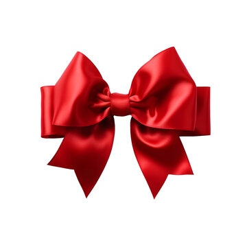 Red bow isolated on transparent or white background, png
