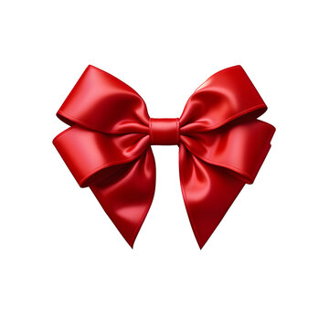 Red bow isolated on transparent or white background, png