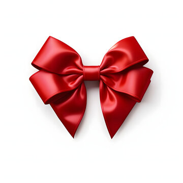 Red bow isolated on white background, Red ribbon, gift ribbon