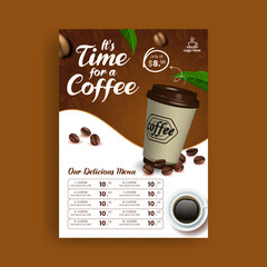 Coffee menu and food drink price menu template, Cafe restaurant menu poster or flyer design