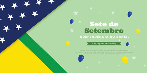 Brazil independence dey de setembro green color background social media poster or banner design vector file