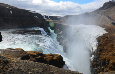 Stunning Views of Gullfoss Scenic Waterfall