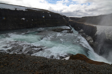 Water Tumbling Over the Falls at Gullfoss