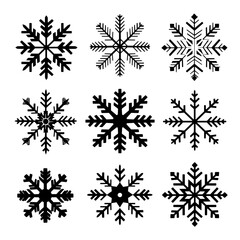 Set of cute snowflakes for decorated Christmas isolate white background generated AI