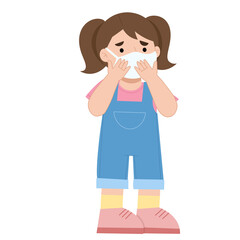 Illustration of a child wearing a medical mask