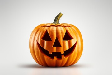 Pumpkin on a light white background. Halloween concept. Background with selective focus and copy space