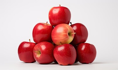Showcasing Nutritional Richness of Fresh Red Fruits. Pile of apples on white background isolated