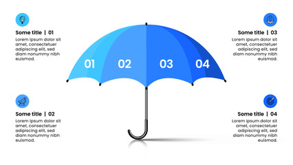 Infographic template. Umbrella with 4 steps and icons