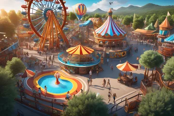 Cercles muraux Parc dattractions Amusement Park. Generative AI