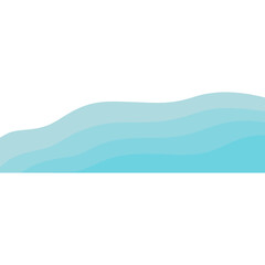 Blue sea with waves isolated on transparent background 