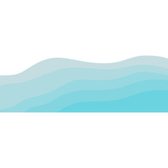 Blue sea with waves isolated on transparent background 