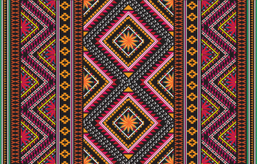 Ethnic-style seamless vector pattern. Tribal motif on a geometric background. Printing ornaments for paper, wallpaper, covers, textiles, fabric, apparel, and other materials