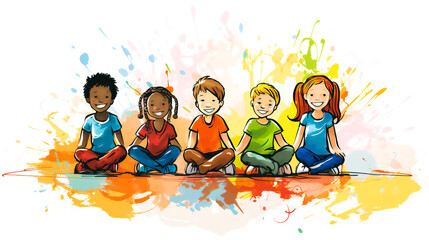 An engaging image for "Integrated mental health care improves children's mental health and school performance" could feature a diverse group of children happily engaged in various activities