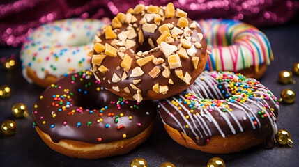 Fototapeta na wymiar Homemade American Festive Donuts