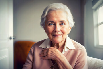 Beautiful senior woman at home. Modern aging and retirement concept
