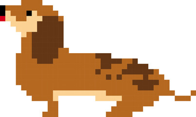 Fototapeta premium Dog cartoon icon in pixel style