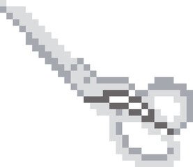 Scissor cartoon icon in pixel style